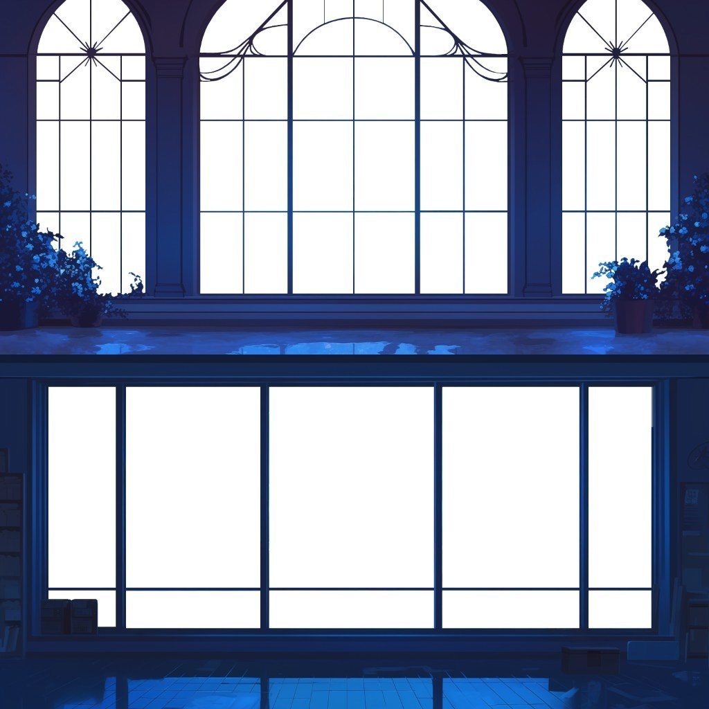 【透過素材】窓だけ透過・夜部屋10枚