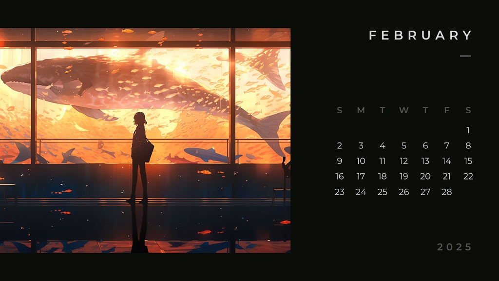 無料・カレンダー2025 一人で巡る幻想的な水族館