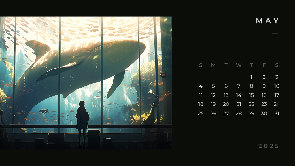 無料・カレンダー2025 一人で巡る幻想的な水族館
