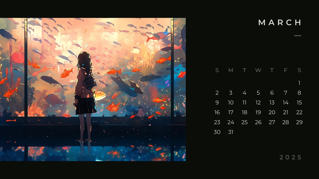 無料・カレンダー2025 一人で巡る幻想的な水族館