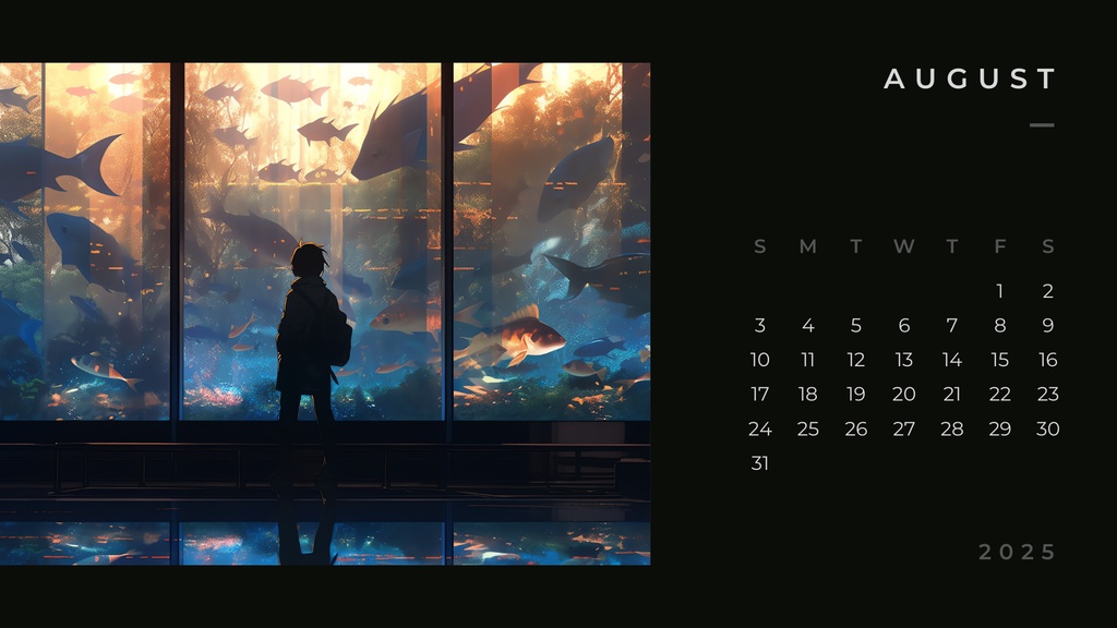 無料・カレンダー2025 一人で巡る幻想的な水族館