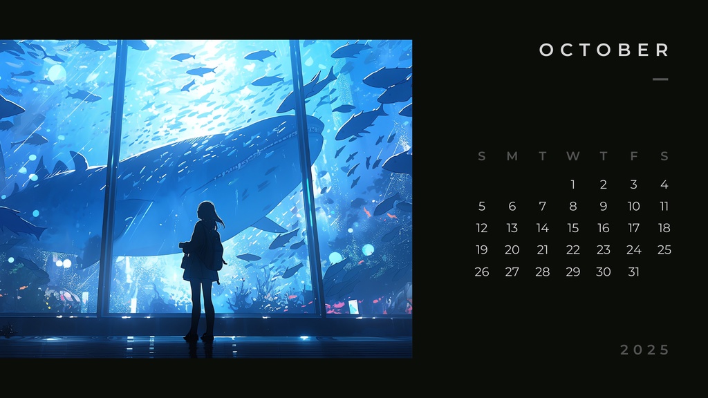 無料・カレンダー2025 一人で巡る幻想的な水族館
