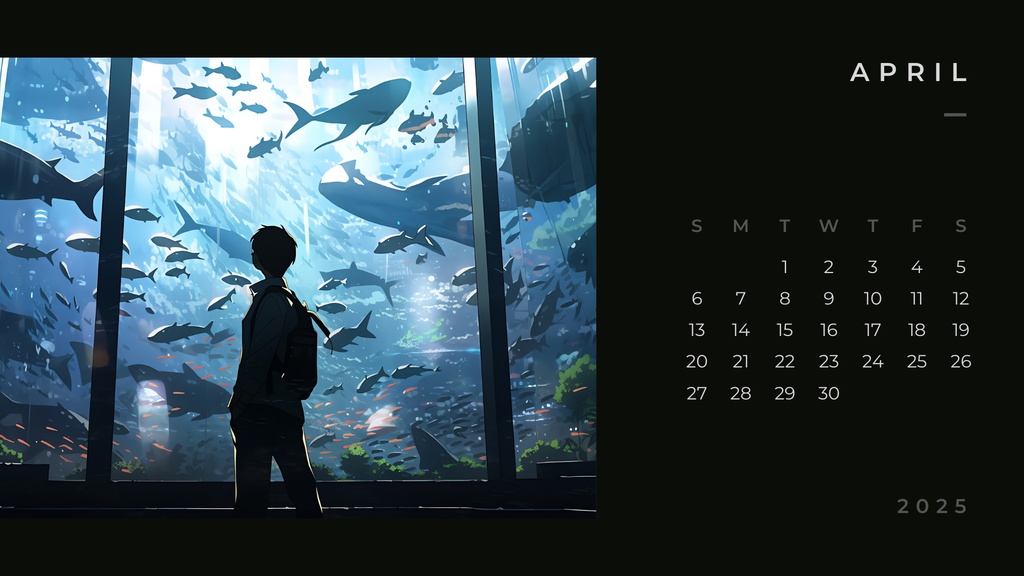 無料・カレンダー2025 一人で巡る幻想的な水族館