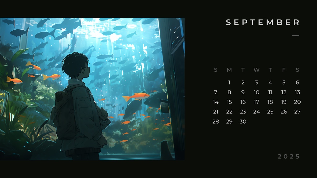 無料・カレンダー2025 一人で巡る幻想的な水族館