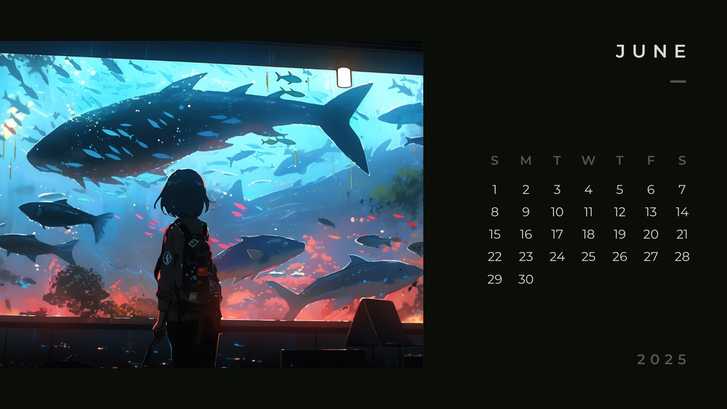 無料・カレンダー2025 一人で巡る幻想的な水族館