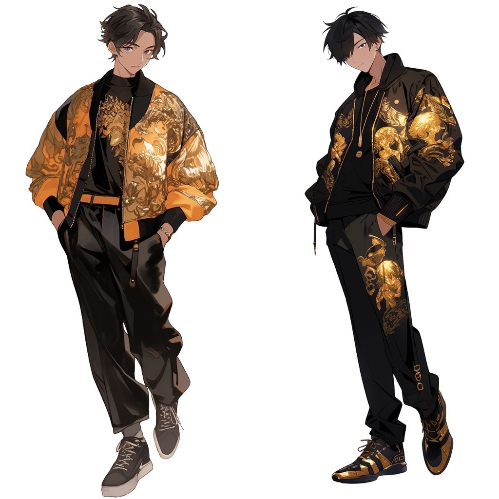 【透過素材】立ち絵・不良/男性50枚(タトゥー,タンクトップ,パーカー)