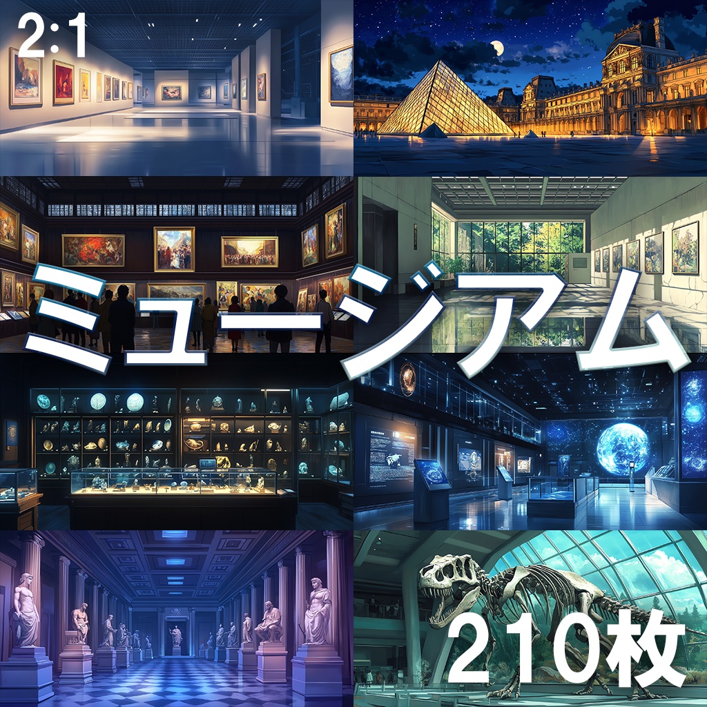 【背景素材】ミュージアム210枚[2:1](美術館,博物館,科学館,恐竜,絵画,化石)