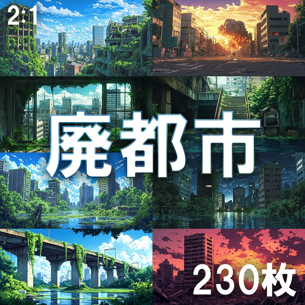 【背景素材】廃都市230枚(ポストアポカリプス,終末,廃墟)