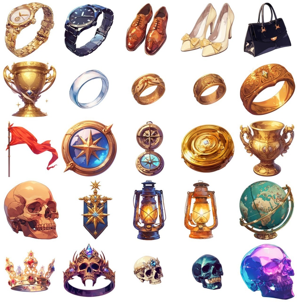 【透過素材】アイテム260枚(TRPG,ゲーム・イラスト制作,配信用素材)