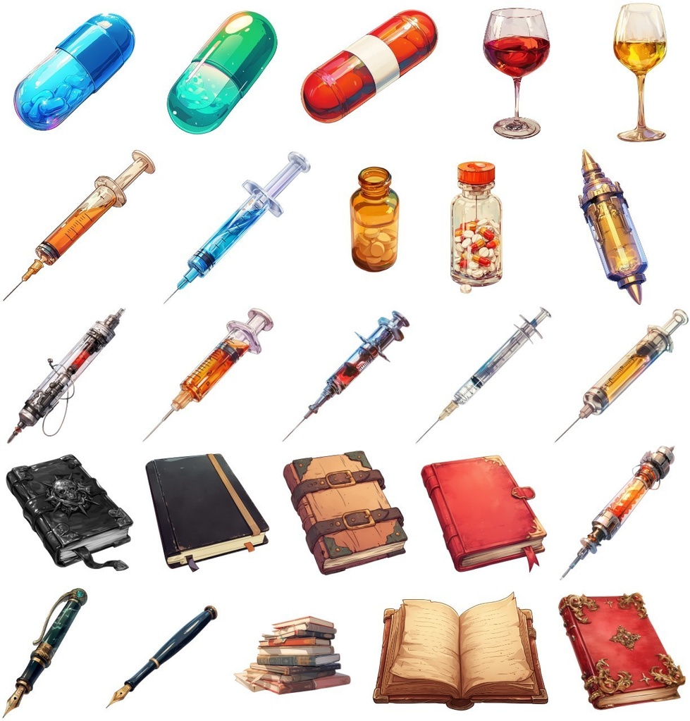 【透過素材】アイテム260枚(TRPG,ゲーム・イラスト制作,配信用素材)