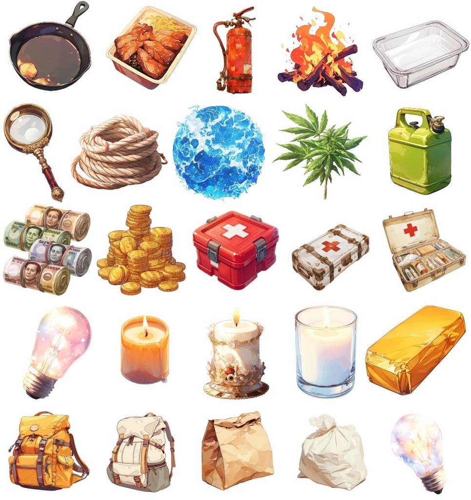 【透過素材】アイテム260枚(TRPG,ゲーム・イラスト制作,配信用素材)