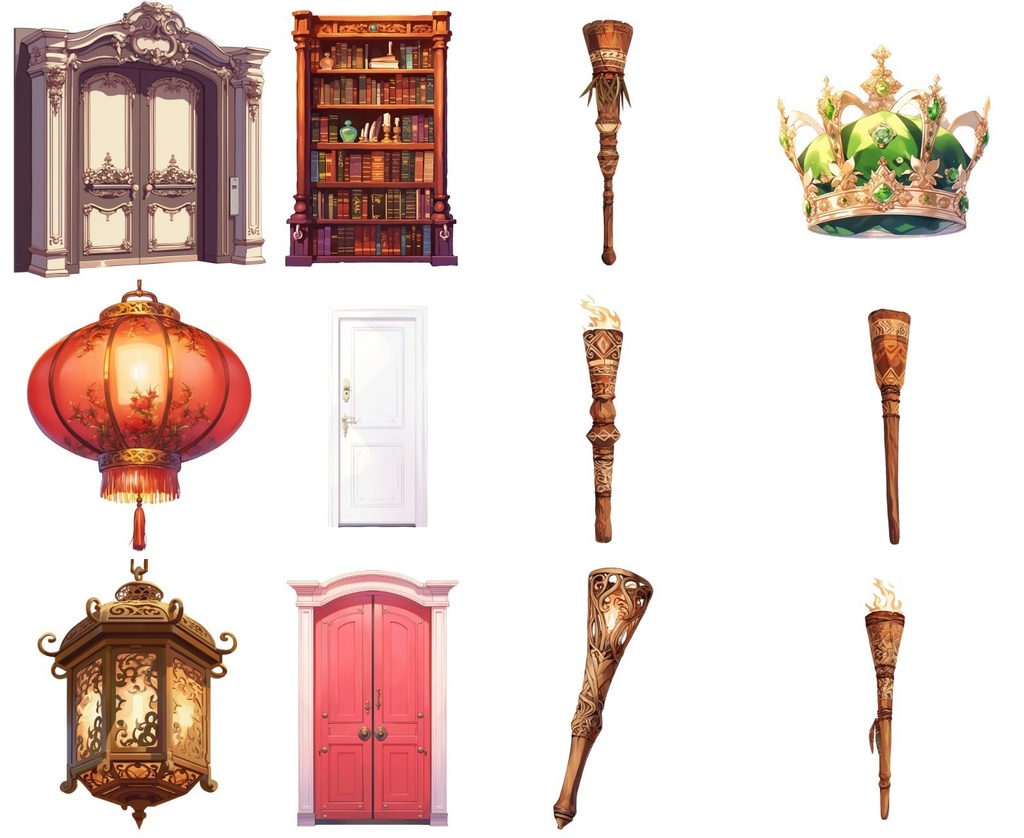 【透過素材】アイテム260枚(TRPG,ゲーム・イラスト制作,配信用素材)