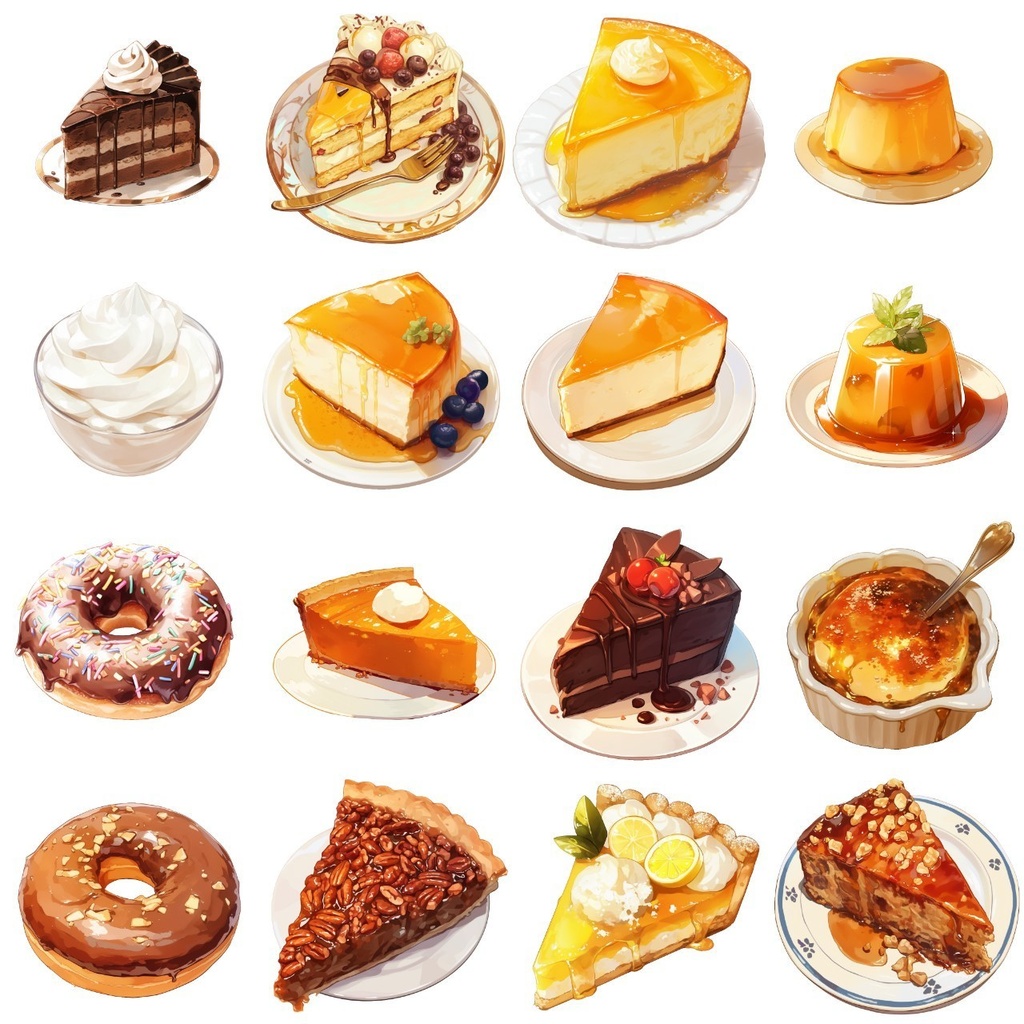 【透過素材】スイーツ200枚(ケーキ,パイ,ドーナツ,洋菓子,アイス,キャンディー,かき氷)