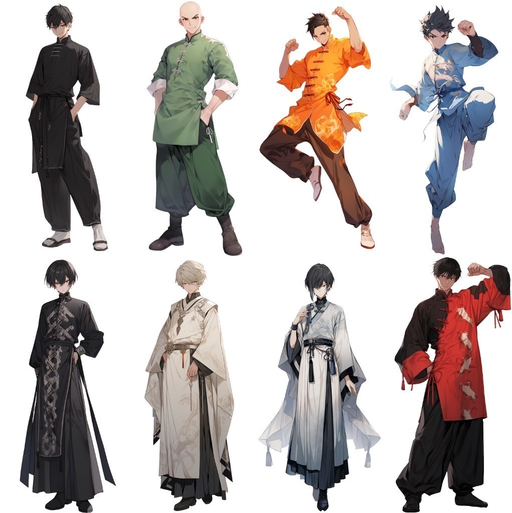 【透過素材】立ち絵・漢服/男性50枚(中華系衣装,カンフー,チャイナ服)