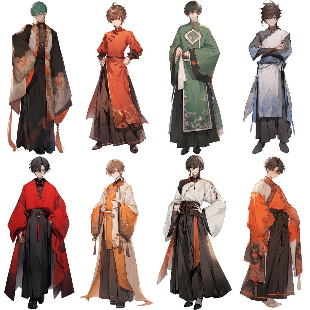 【透過素材】立ち絵・漢服/男性50枚(中華系衣装,カンフー,チャイナ服)