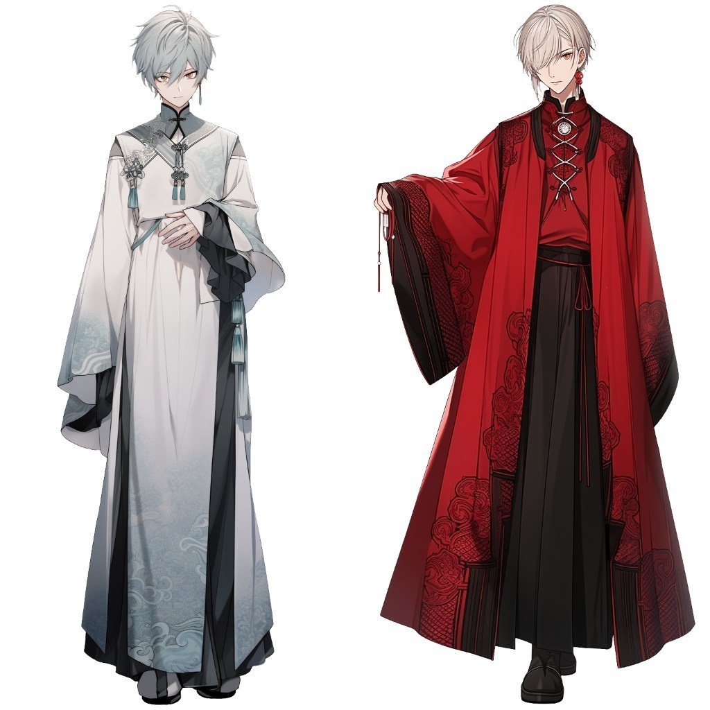 【透過素材】立ち絵・漢服/男性50枚(中華系衣装,カンフー,チャイナ服)