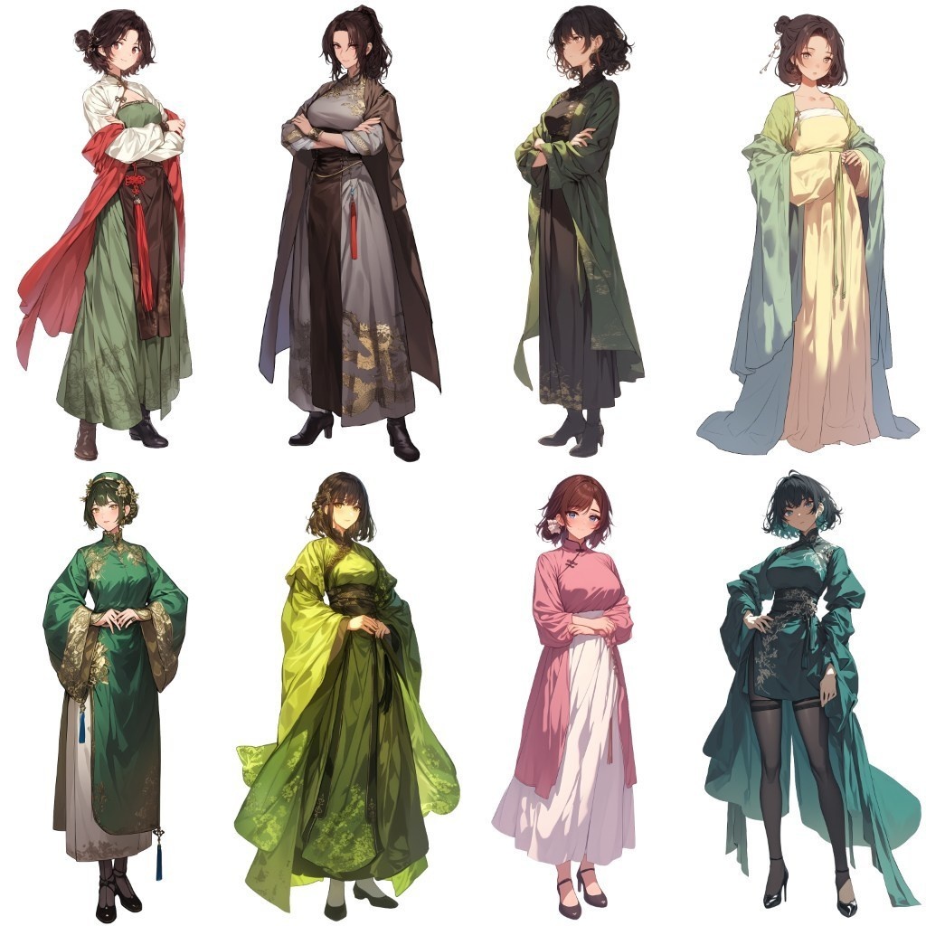 【透過素材】立ち絵・漢服/女性50枚(中華系衣装,チャイナドレス)