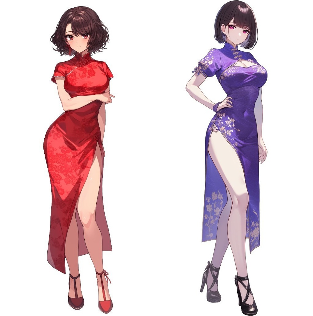 【透過素材】立ち絵・漢服/女性50枚(中華系衣装,チャイナドレス)