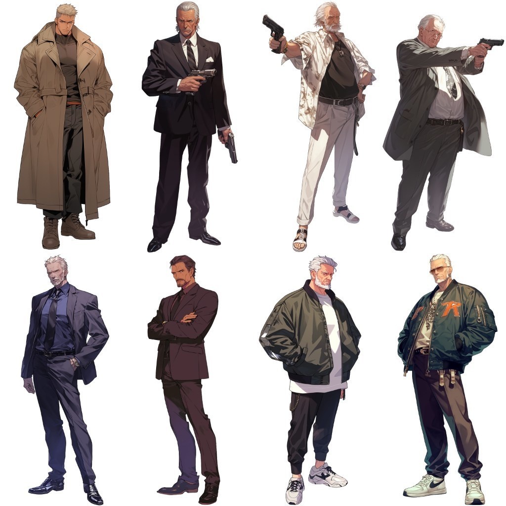 【透過素材】立ち絵・悪党/男性50枚(ヤクザ,マフィア,ギャング)