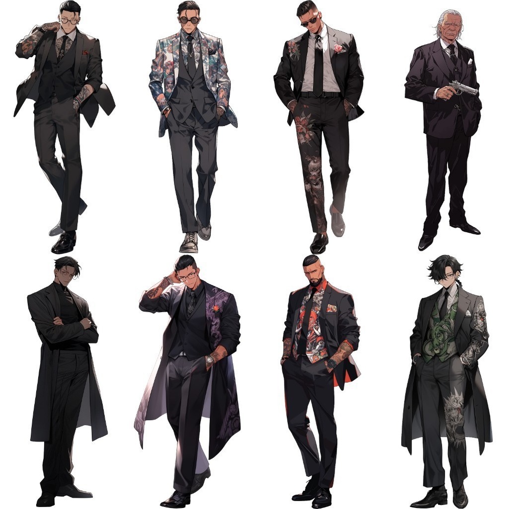 【透過素材】立ち絵・悪党/男性50枚(ヤクザ,マフィア,ギャング)