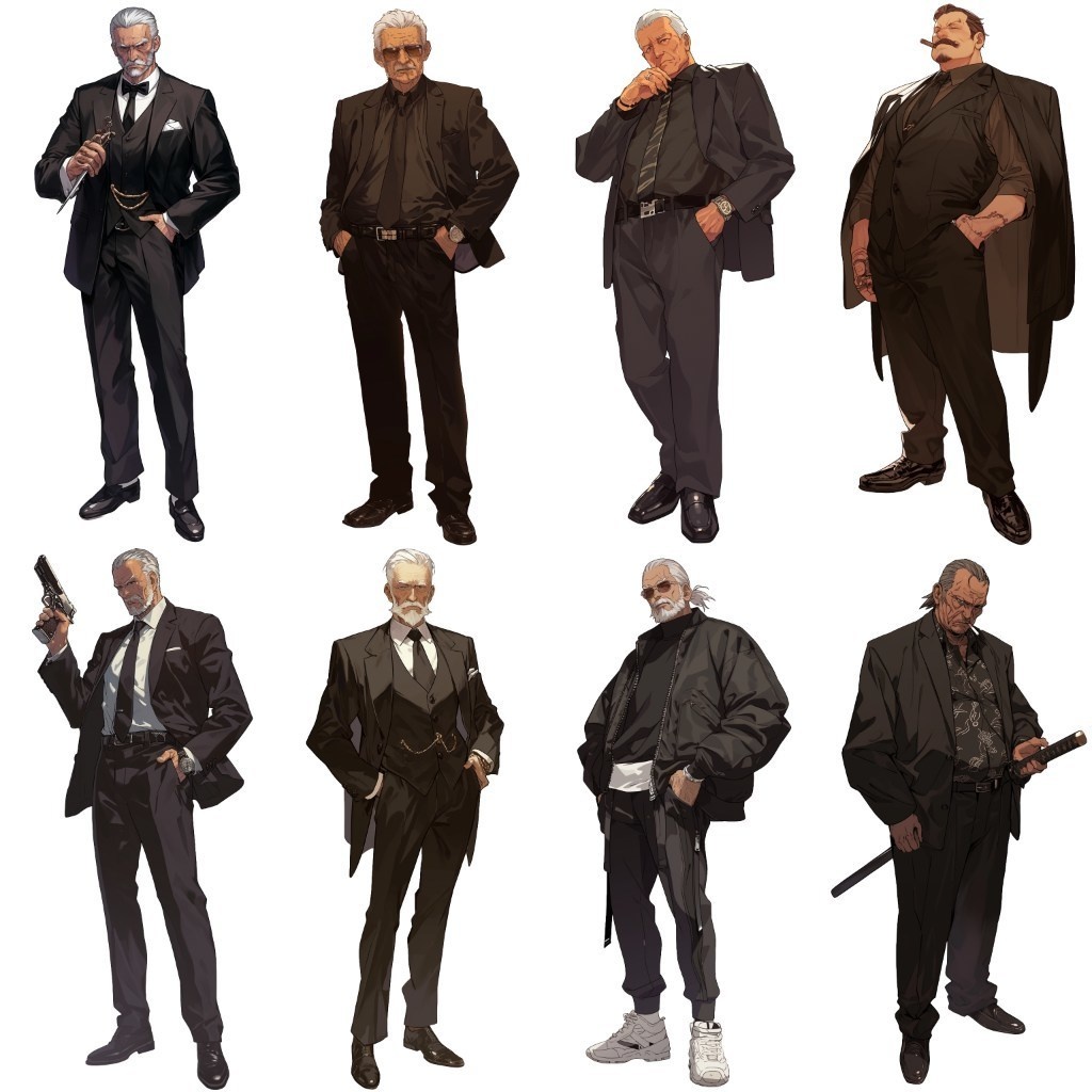 【透過素材】立ち絵・悪党/男性50枚(ヤクザ,マフィア,ギャング)