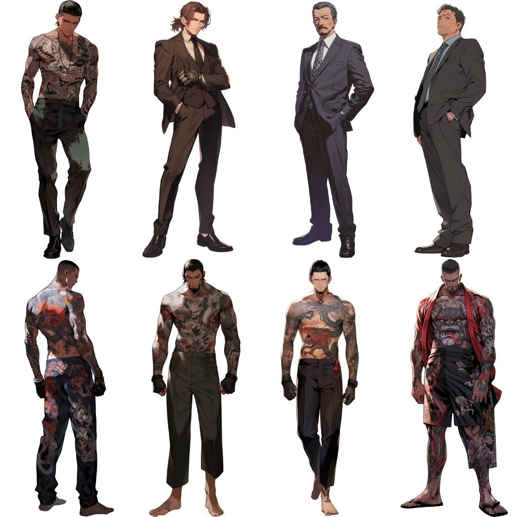 【透過素材】立ち絵・悪党/男性50枚(ヤクザ,マフィア,ギャング)