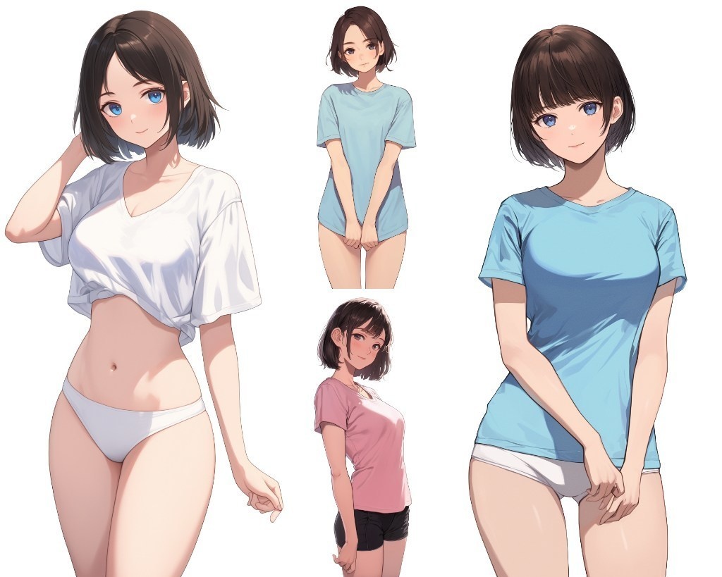 【透過素材】立ち絵・水着/女性110枚(ビキニ、競泳水着、シャツ)