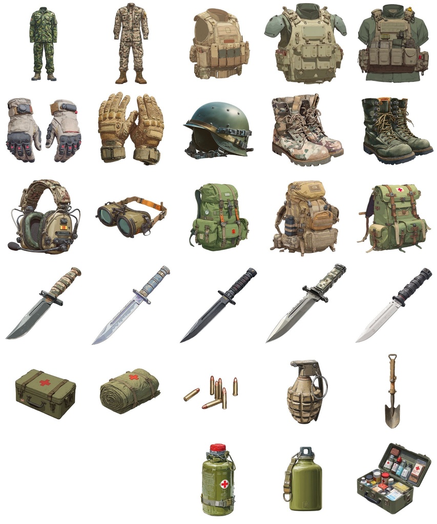 【透過素材】銃200枚(アサルトライフル,スナイパー,ショットガン,サブマシンガン,ハンドガン)