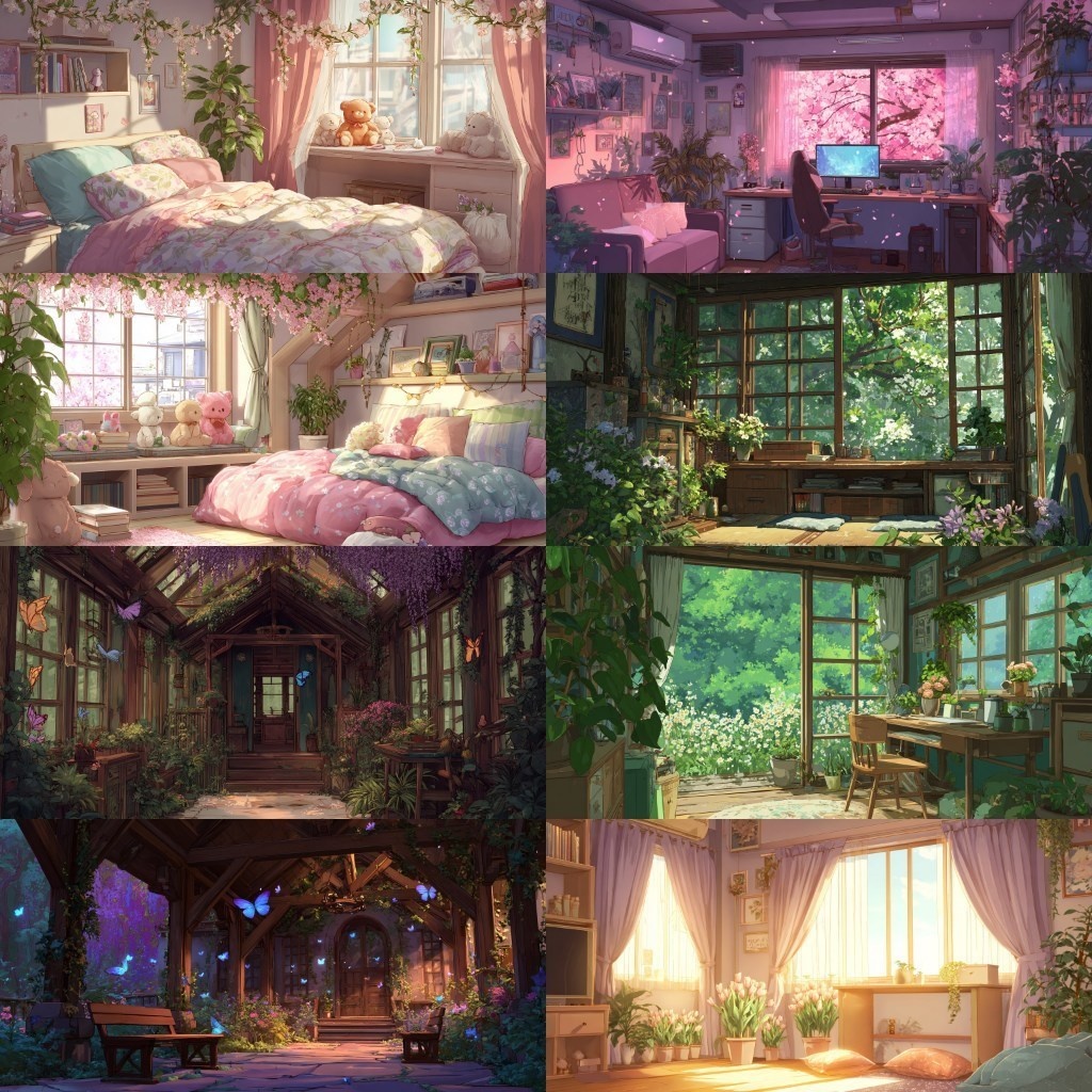 【背景素材】部屋400枚(Vol.1 春夏秋冬,ゲーミング,ホラー系部屋)