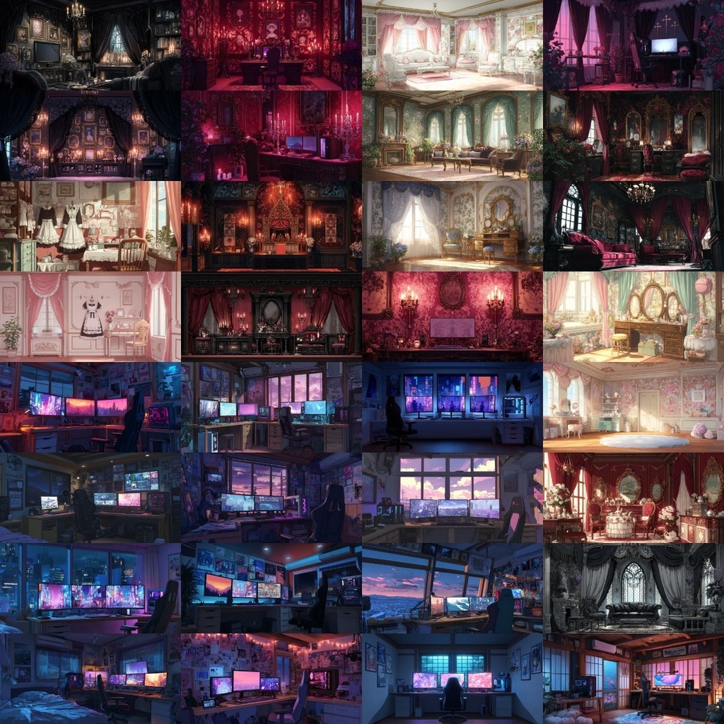 【背景素材】部屋400枚(Vol.1 春夏秋冬,ゲーミング,ホラー系部屋)