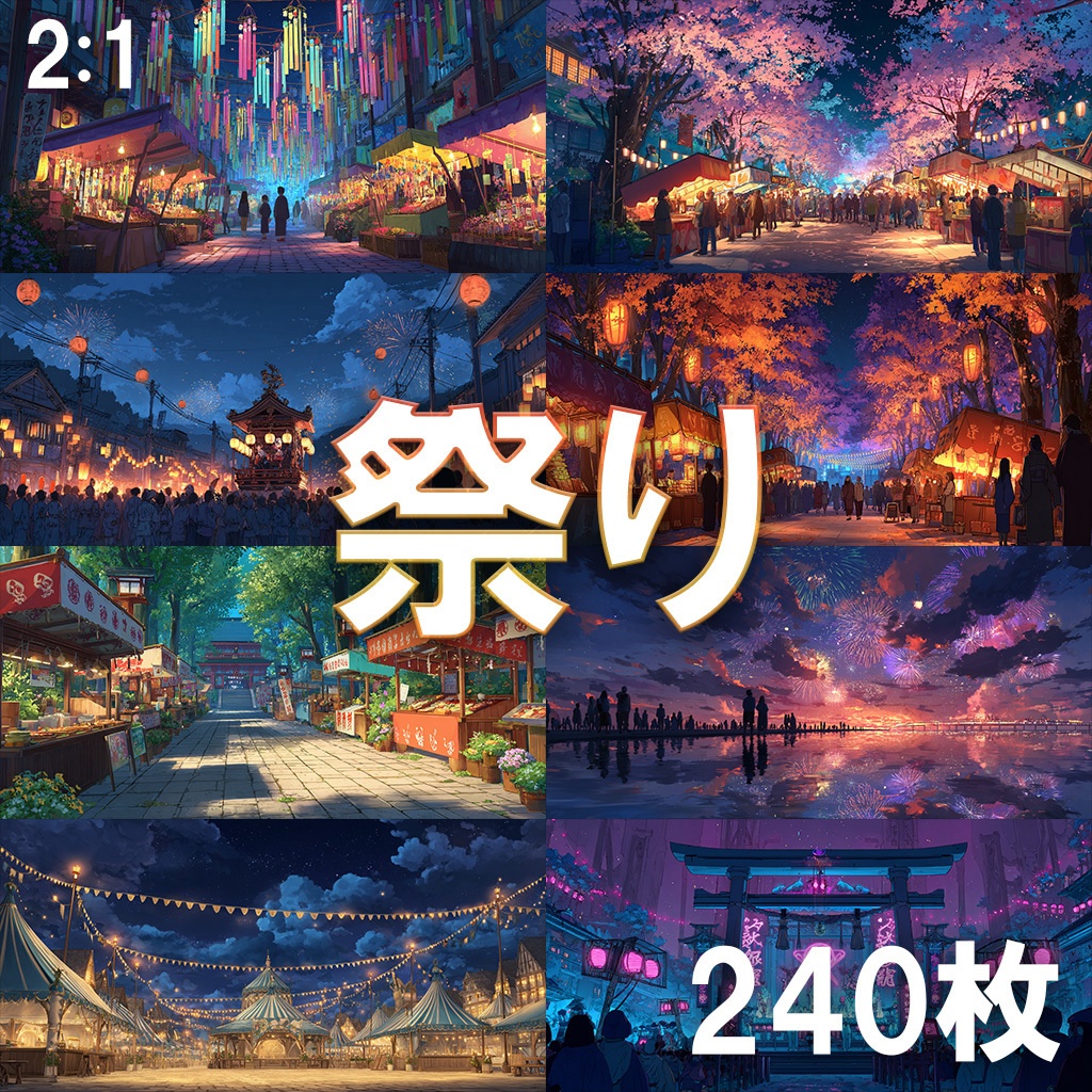 【背景素材】祭り240枚(春・夏・秋祭り,花火大会,屋台)