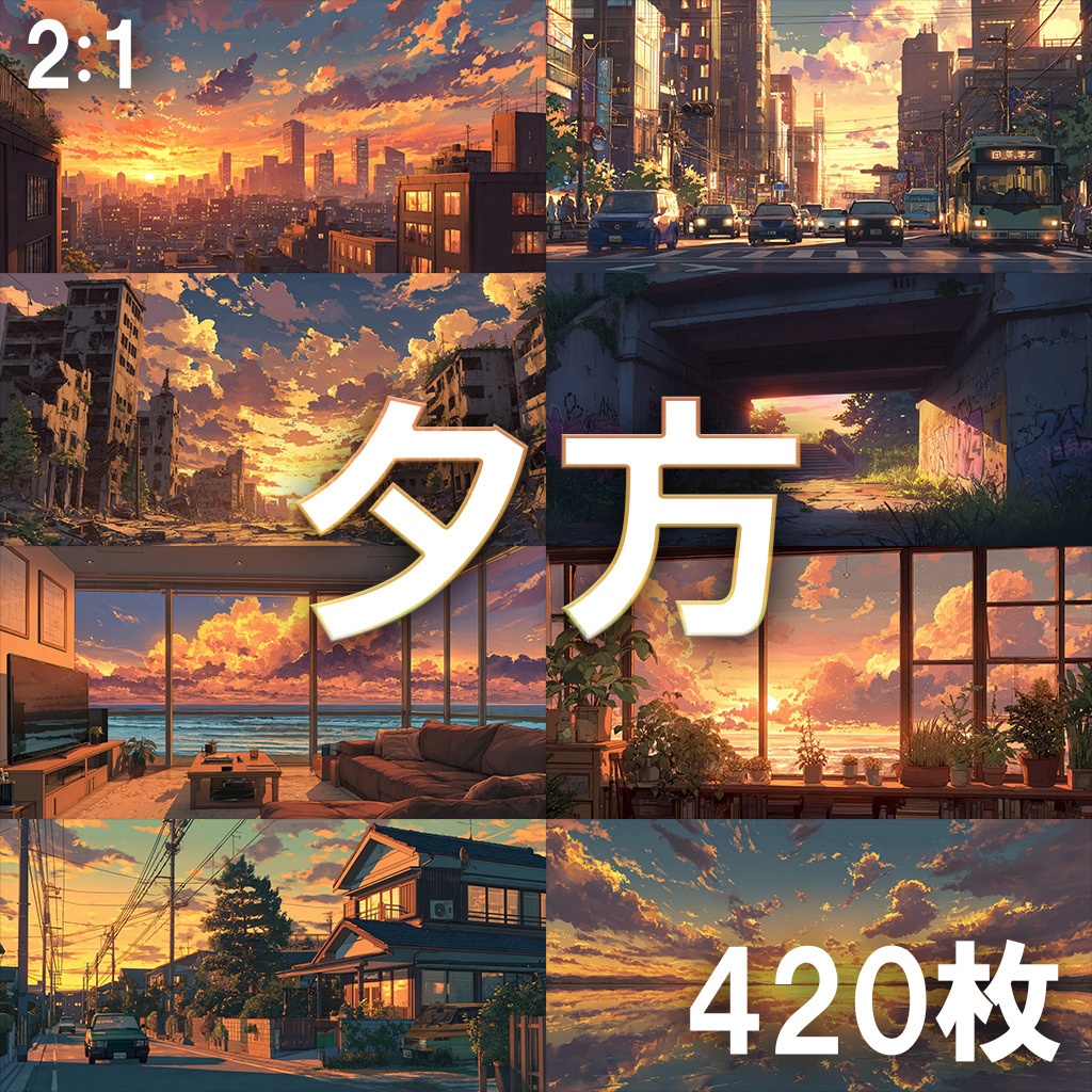 【背景素材】夕方の風景420枚(ノスタルジック,街なか,室内,夕景色)
