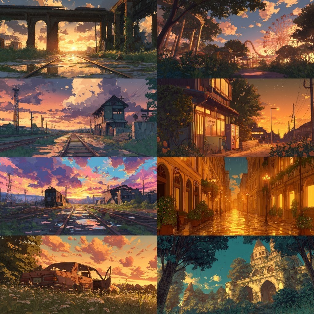 【背景素材】夕方の風景420枚(ノスタルジック,街なか,室内,夕景色)