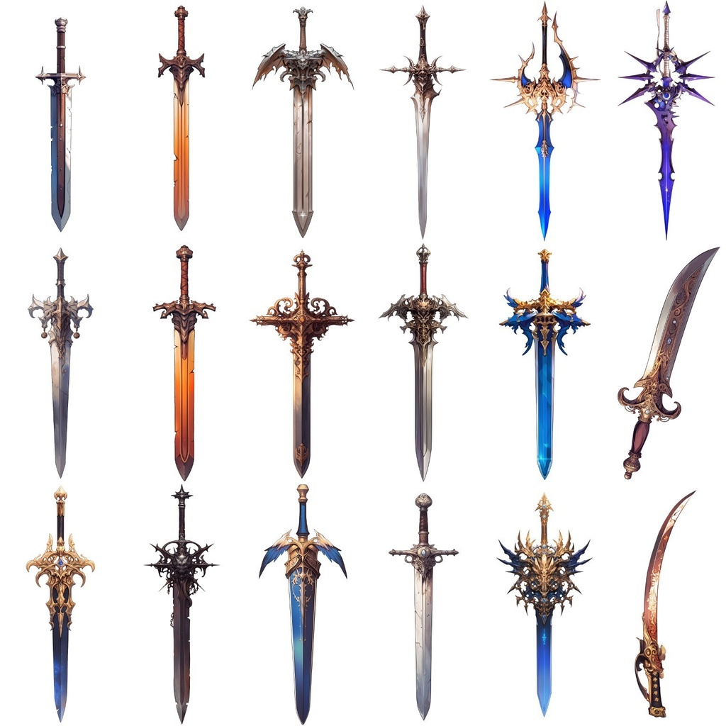 【透過素材】ファンタジー武器・盾370枚