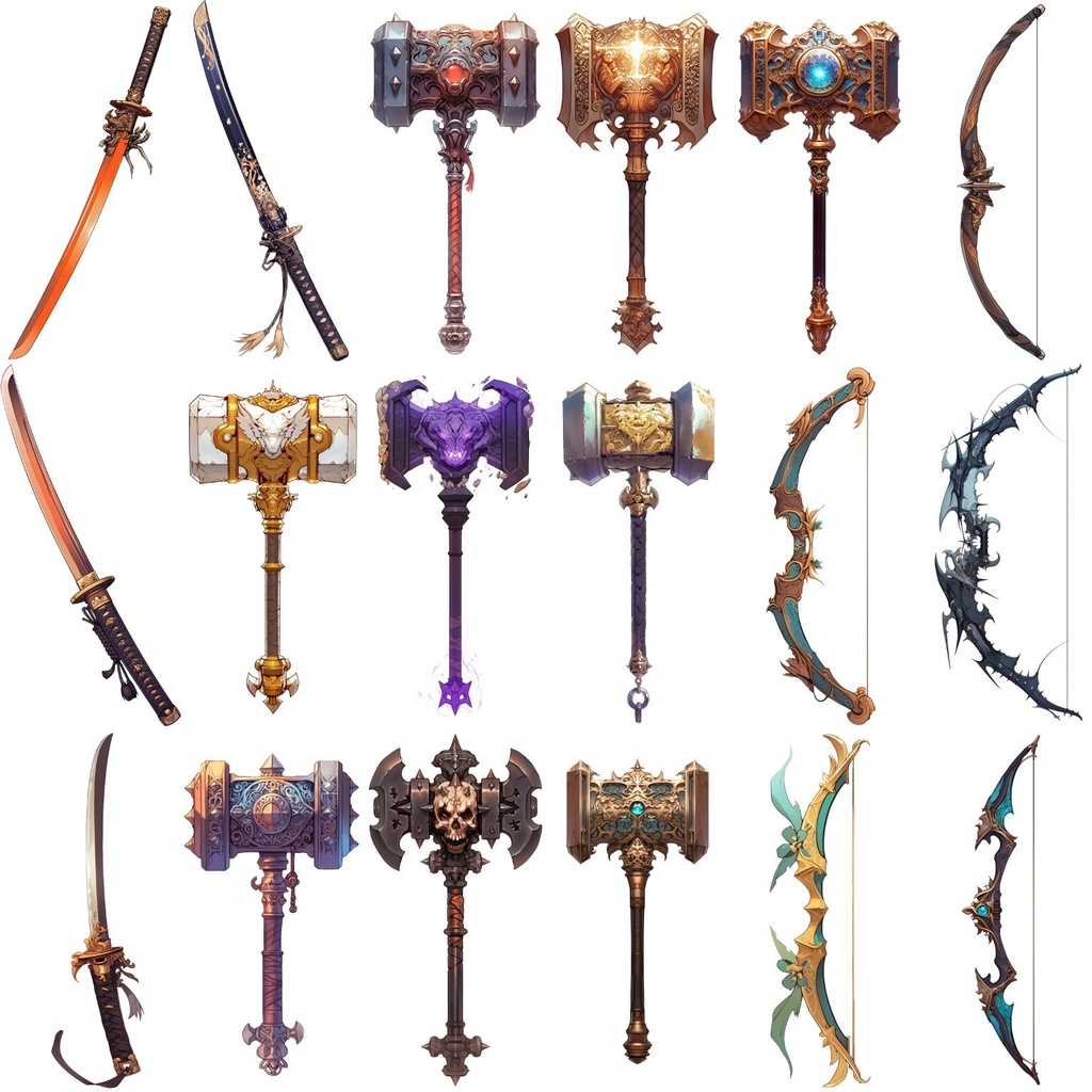 【透過素材】ファンタジー武器・盾370枚