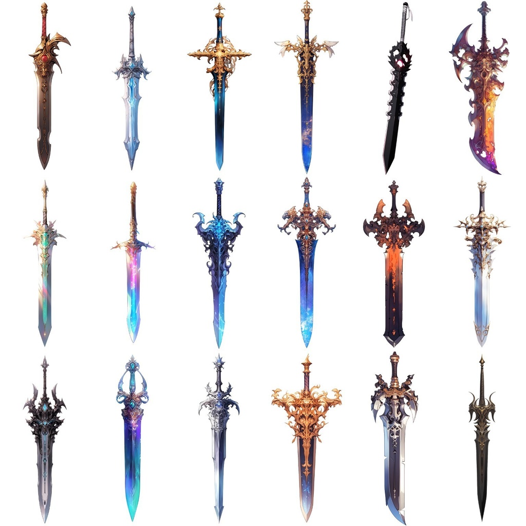 【透過素材】ファンタジー武器・盾370枚