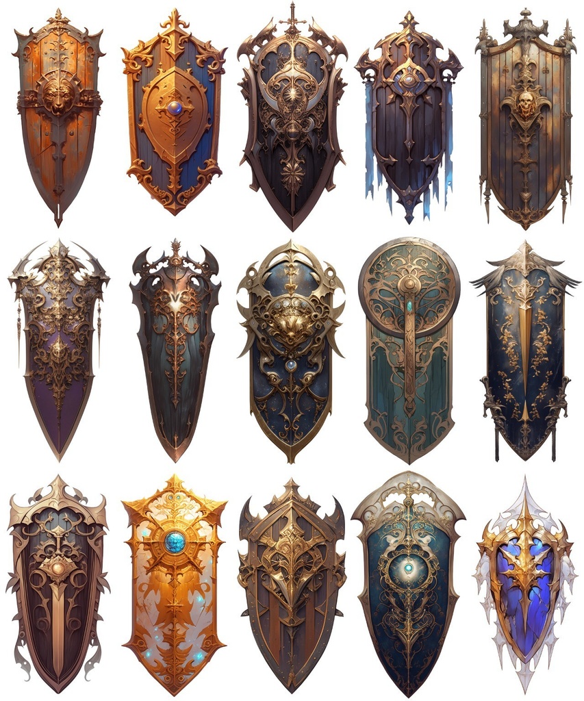 【透過素材】ファンタジー武器・盾370枚