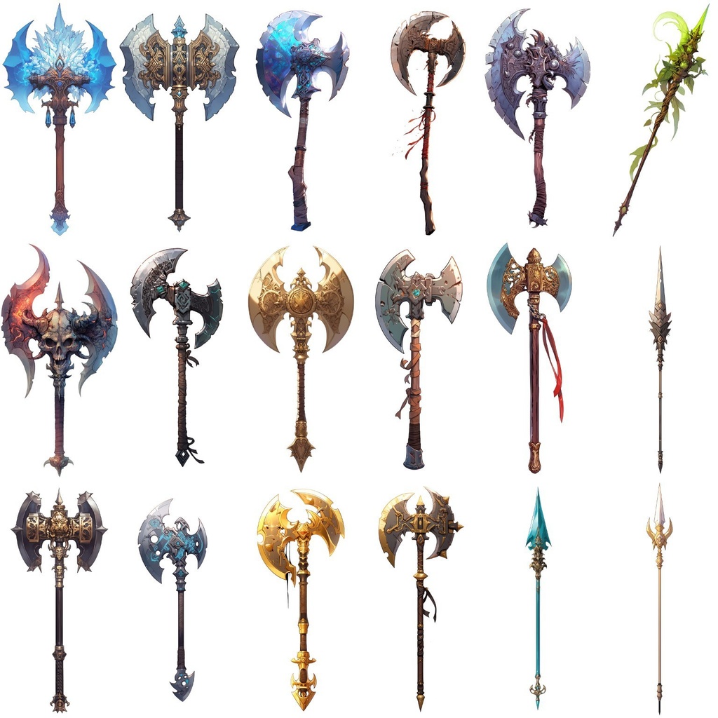 【透過素材】ファンタジー武器・盾370枚