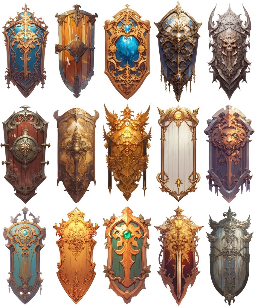 【透過素材】ファンタジー武器・盾370枚