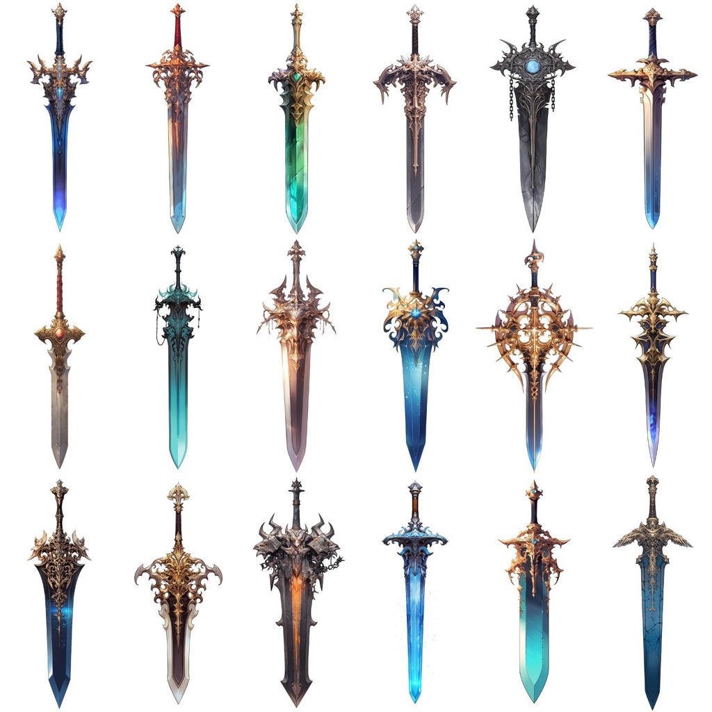 【透過素材】ファンタジー武器・盾370枚