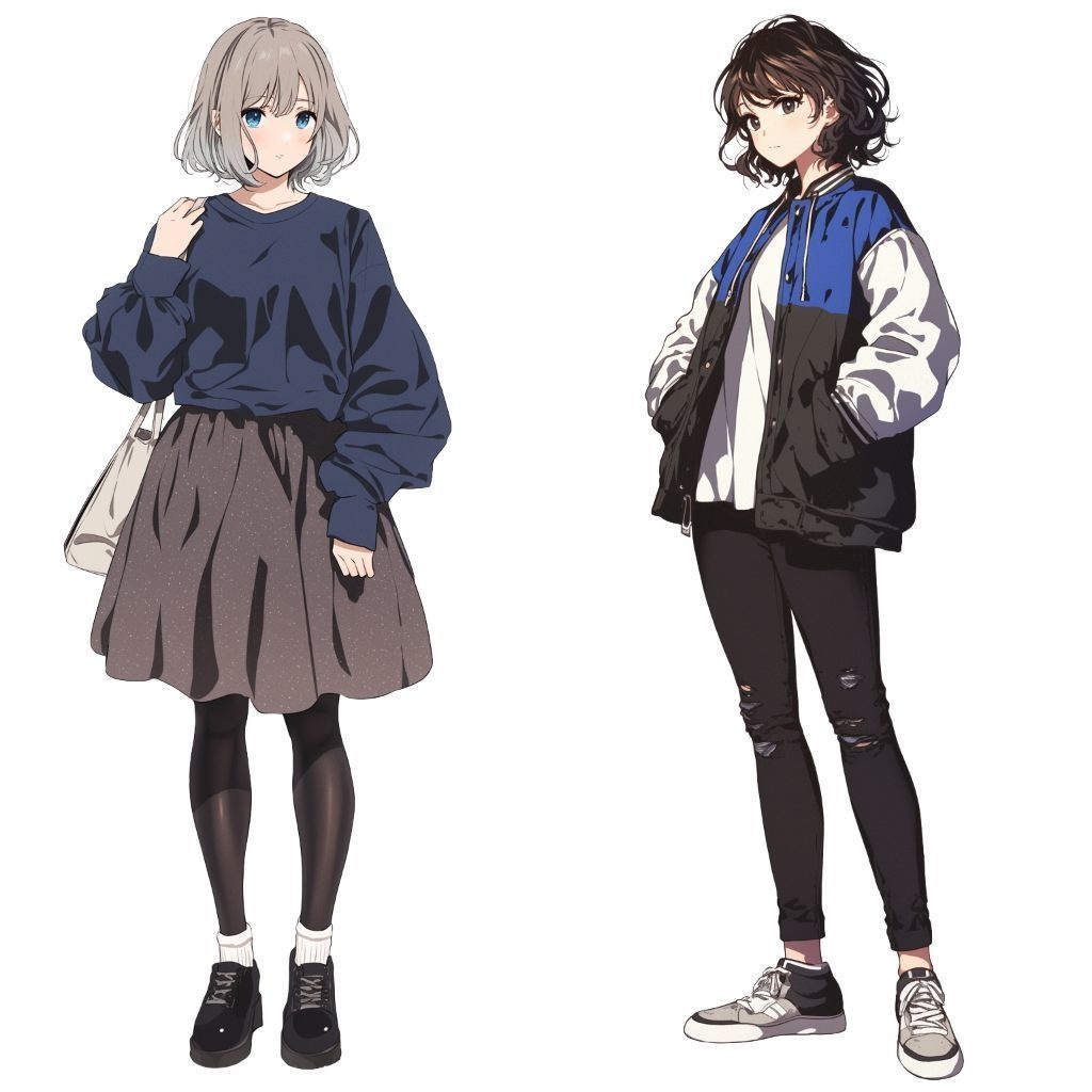 【透過素材】立ち絵・秋服/女性50枚