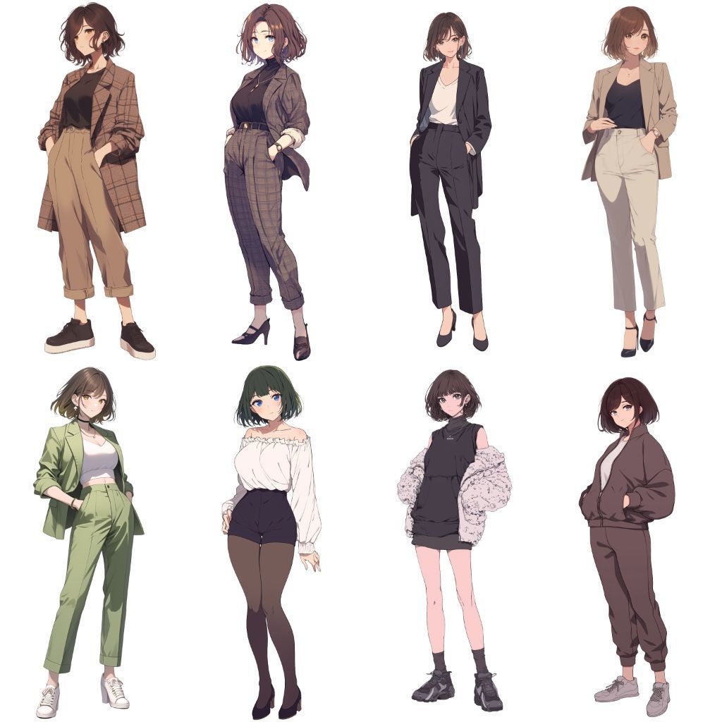 【透過素材】立ち絵・秋服/女性50枚