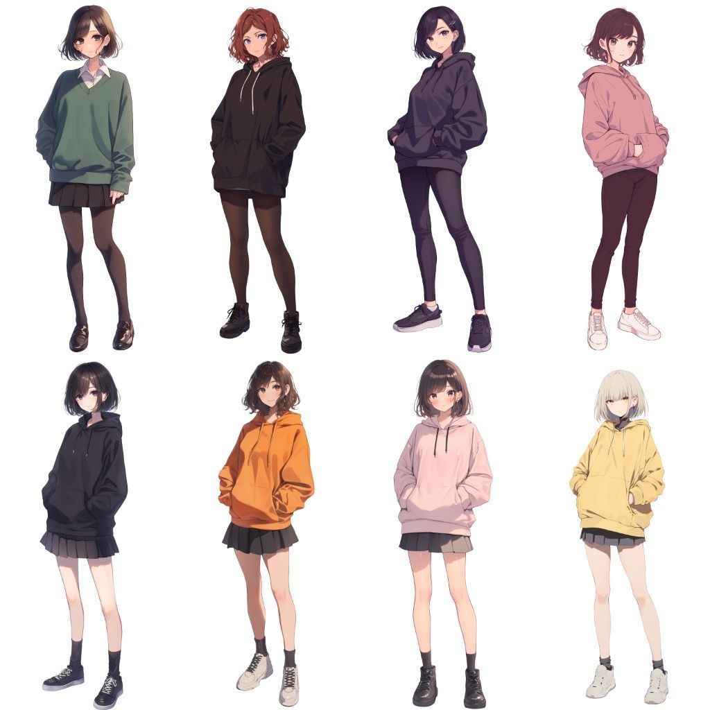 【透過素材】立ち絵・秋服/女性50枚