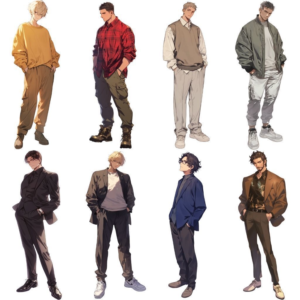 【透過素材】立ち絵・秋服/男性50枚