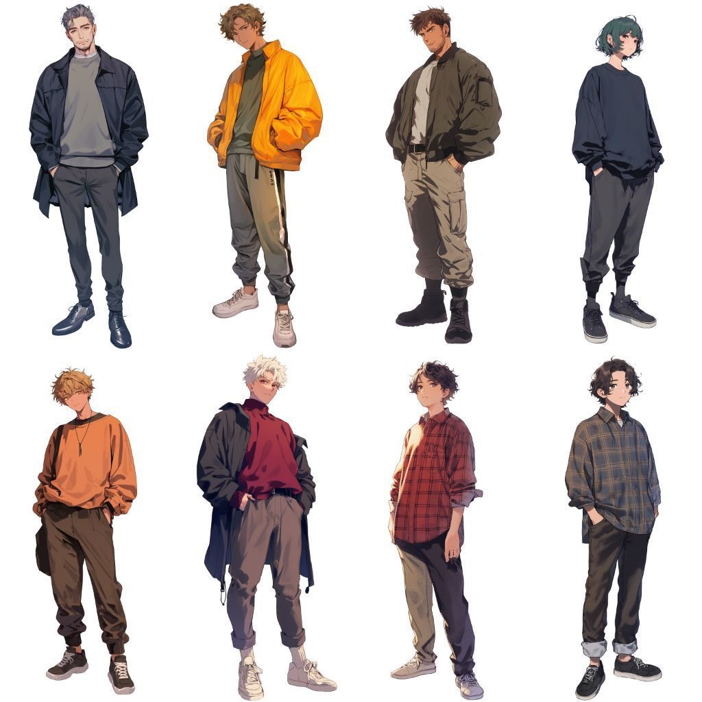 【透過素材】立ち絵・秋服/男性50枚