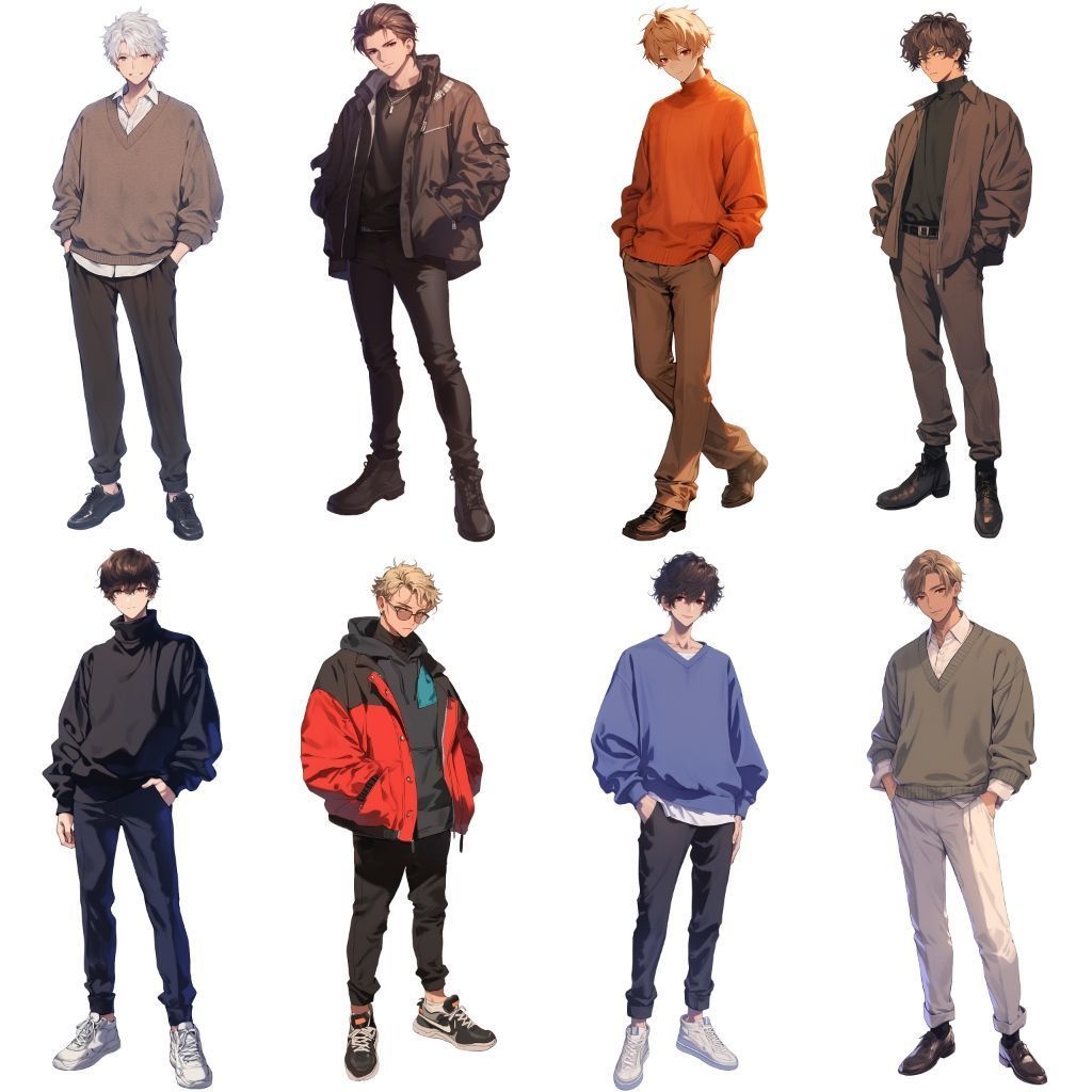 【透過素材】立ち絵・秋服/男性50枚