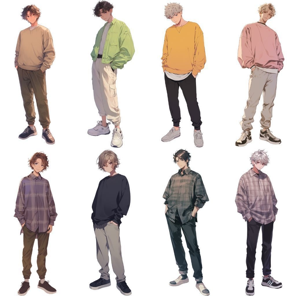 【透過素材】立ち絵・秋服/男性50枚