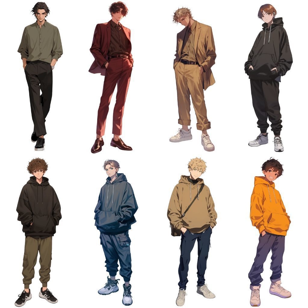 【透過素材】立ち絵・秋服/男性50枚