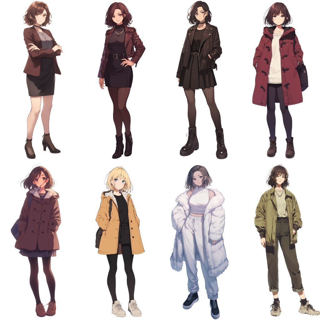 【透過素材】立ち絵・冬服/女性50枚