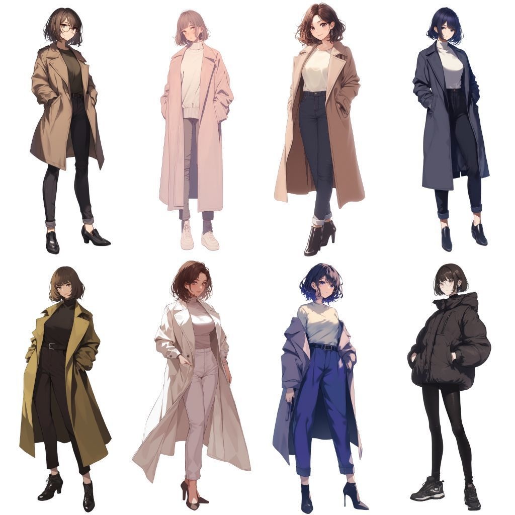 【透過素材】立ち絵・冬服/女性50枚